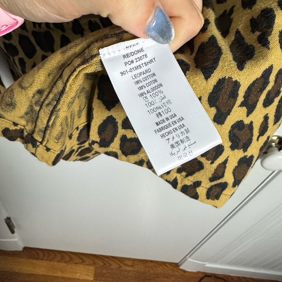 RE/DONE Men’s Leopard Print Long Sleeve Shirt Size Medium - Picture 6 of 9